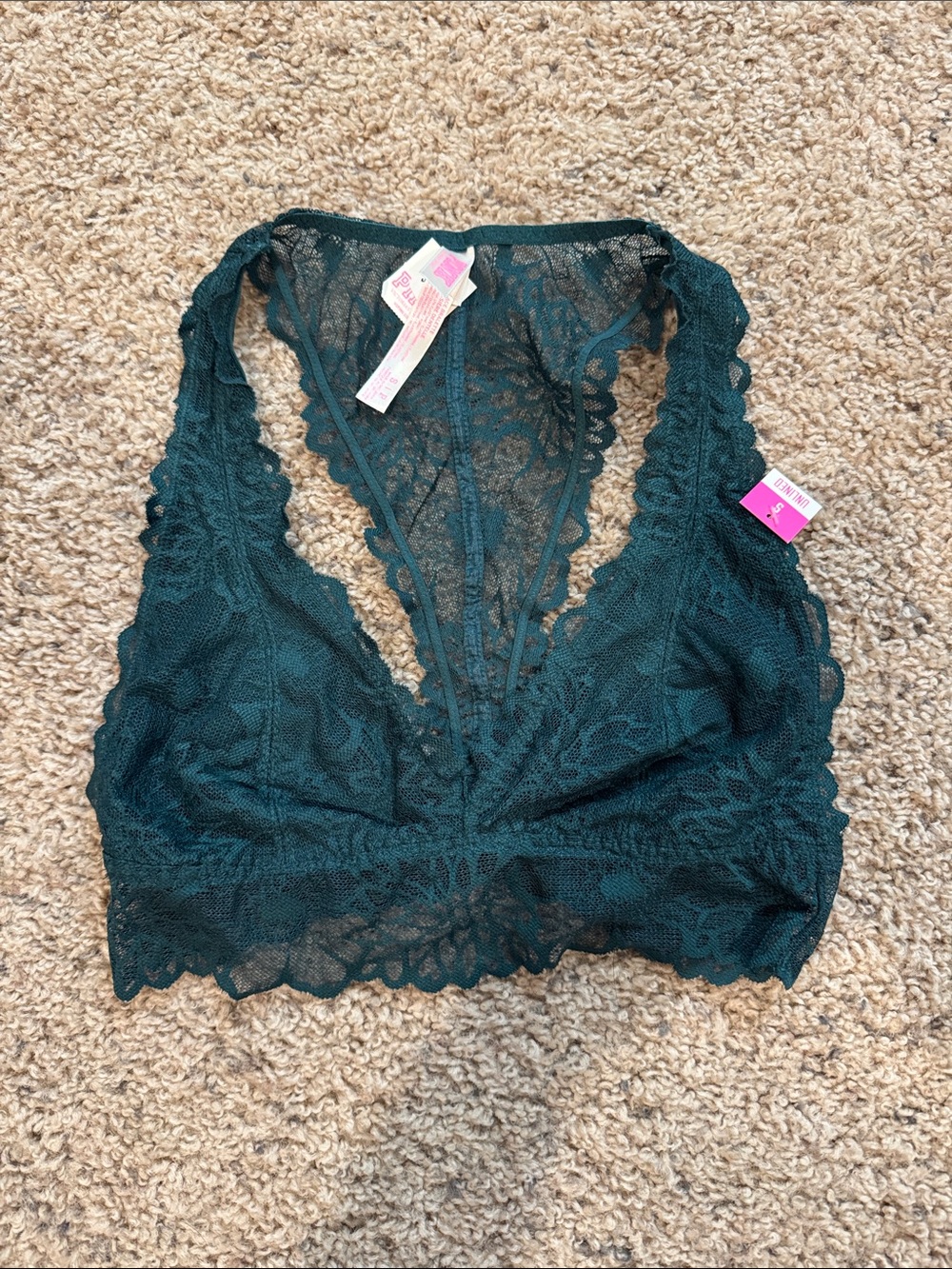 NWT Victoria Secret Pink Lace Plunge Bralette in Deep Teal - Women's Intimates